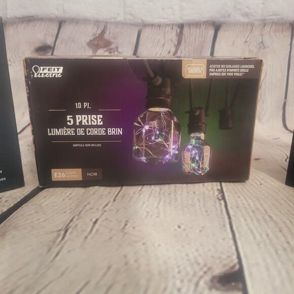 Feit Electric Indoor/Outdoor 10' 5 Socket String Light & 4 LED Fairy Bulbs NEW - Picture 3 of 10